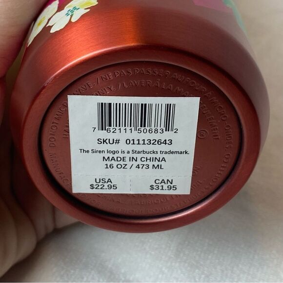 Starbucks New With Tags Insulated Stainless Steel Strawberry Design Cup - Picture 3 of 6